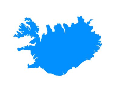 Blue coloured map design on country Iceland isolated on white background - vector illustration
