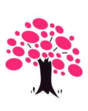 Beautiful tree with pink dots isolated on white background - vector illustration