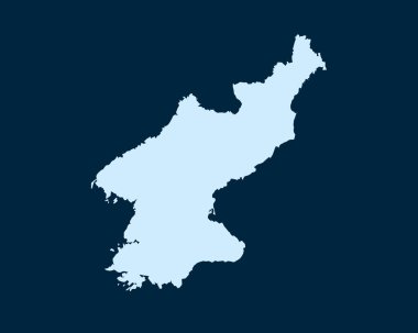 Açık mavi tasarım Kuzey Kore haritası koyu yeşil arkaplan üzerinde izole - vektör illüstrasyon