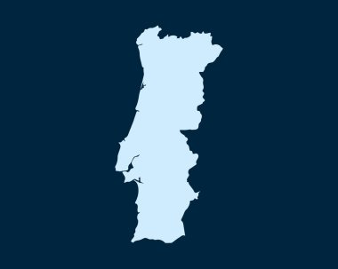 Açık mavi tasarım Ülke Portekiz haritası koyu yeşil arka planda izole edildi - vektör illüstrasyonu