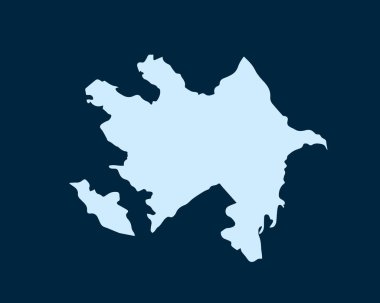 Açık mavi tasarım Country Azerbaycan Haritası koyu yeşil arka planda izole edildi - vektör illüstrasyonu