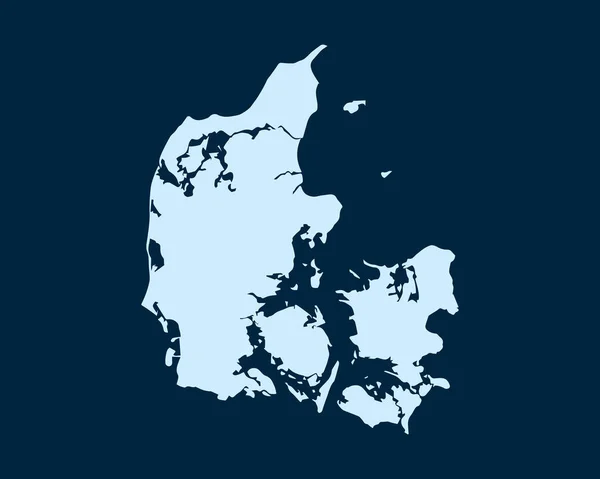 Έννοια Ανοιχτού Μπλε Σχεδιασμού Της Χώρας Δανία Χάρτης Απομονωμένος Σκούρο — Διανυσματικό Αρχείο
