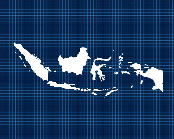 Белый Дизайн Карты Изолирован Синей Неоновой Сетке Темным Фоном Индонезии — стоковый вектор