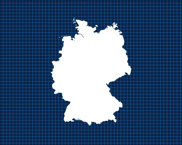 Белый Дизайн Карты Изолирован Синей Неоновой Сетке Темным Фоном Страны — стоковый вектор