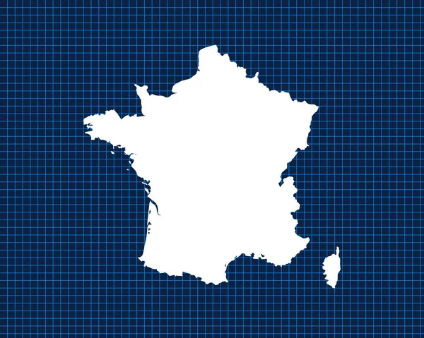 Beyaz Harita Tasarımı Fransa Nın Koyu Arka Planına Sahip Mavi — Stok Vektör