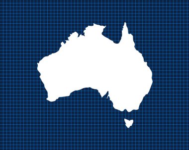 White map design isolated on blue neon grid with dark background of country Australia - vector illustration clipart