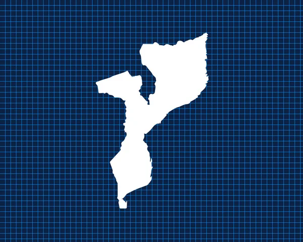 Desenho Mapa Branco Isolado Grelha Néon Azul Com Fundo Escuro — Vetor de Stock