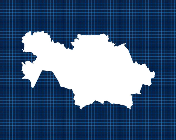 カザフスタンの暗い背景を持つ青いネオングリッド上に隔離された白い地図のデザイン ベクトル図 — ストックベクタ