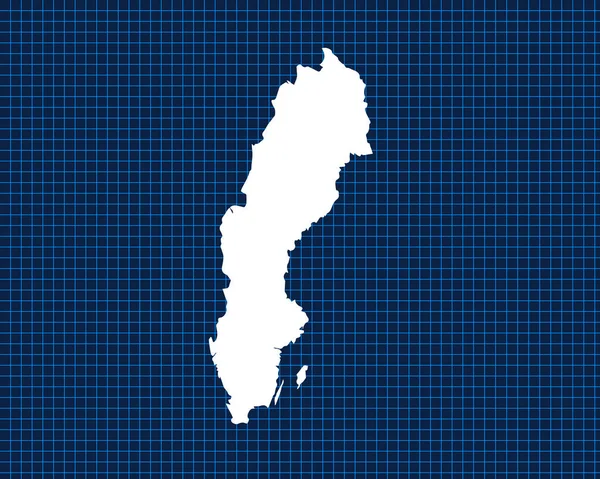 Diseño Mapa Blanco Aislado Rejilla Neón Azul Con Fondo Oscuro — Vector de stock