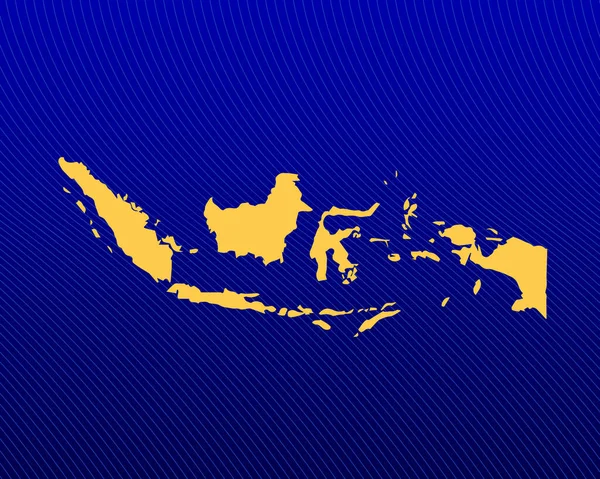 Mavi Gradyan Arkaplan Sarı Harita Endonezya Nın Eğri Çizgi Tasarımı — Stok Vektör