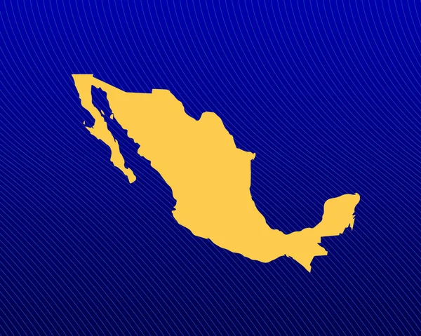 メキシコの青いグラデーションの背景 黄色の地図と曲線のデザイン ベクトル図 — ストックベクタ