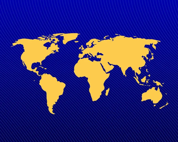 Niebieskie Tło Gradientowe Żółta Mapa Zakrzywione Linie Konstrukcja Mapy Świata — Wektor stockowy