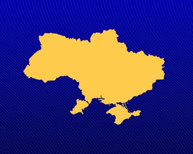 Mavi gradyan arkaplan, Sarı Harita ve Ukrayna 'nın eğri çizgi tasarımı - vektör illüstrasyonu
