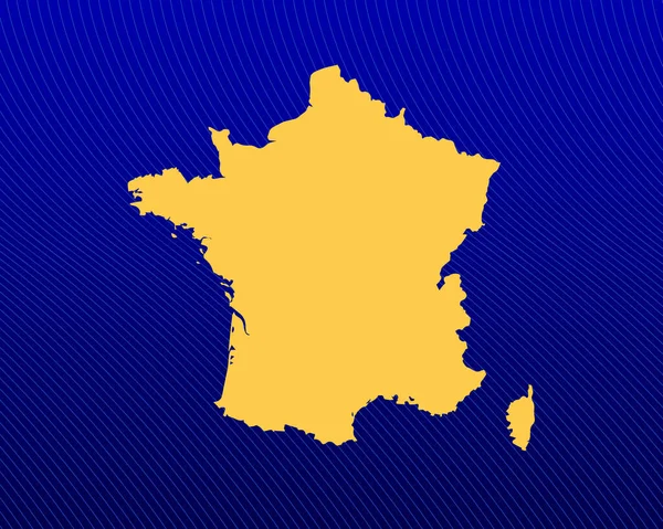 法国国家的蓝色梯度背景 黄色地图和曲线设计 矢量图解 — 图库矢量图片