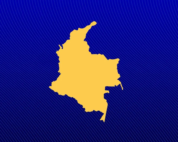 Синий Градиентный Фон Желтая Карта Изогнутые Линии Дизайна Страны Колумбия — стоковый вектор