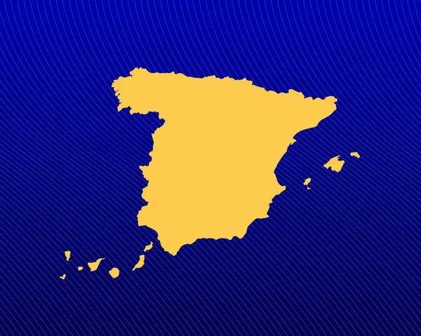 スペインの青いグラデーションの背景 黄色の地図と曲線のデザイン ベクトル図 — ストックベクタ