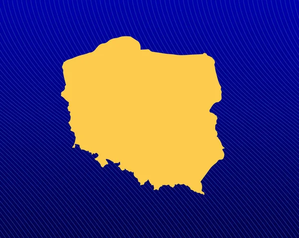 Fundo Gradiente Azul Mapa Amarelo Desenho Linhas Curvas País Polônia — Vetor de Stock