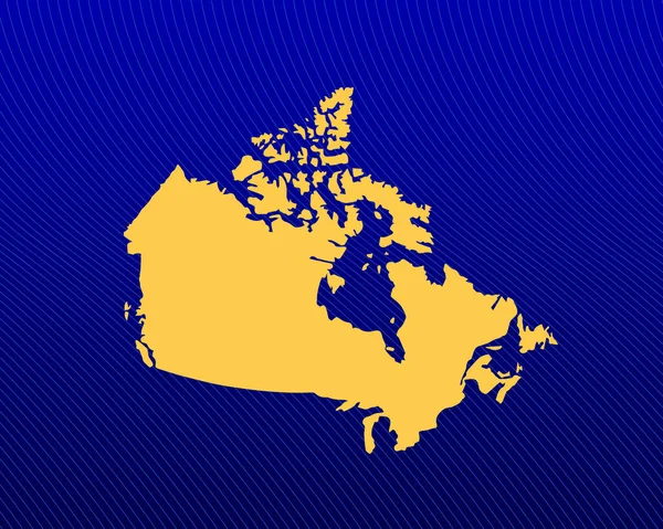 Fundo Gradiente Azul Mapa Amarelo Desenho Linhas Curvas País Canadá — Vetor de Stock