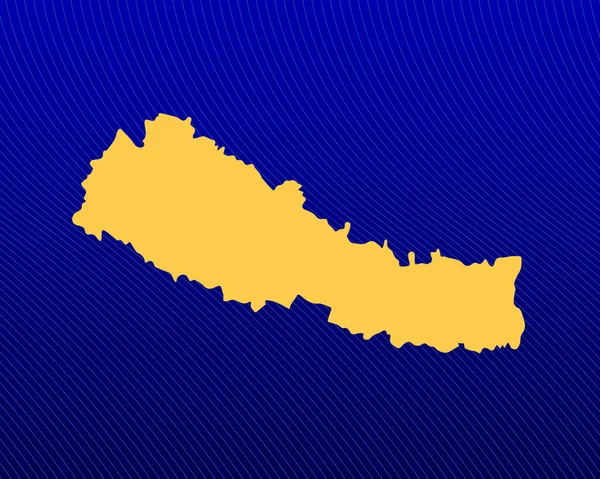Синий Градиентный Фон Желтая Карта Изогнутые Линии Дизайна Страны Непал — стоковый вектор