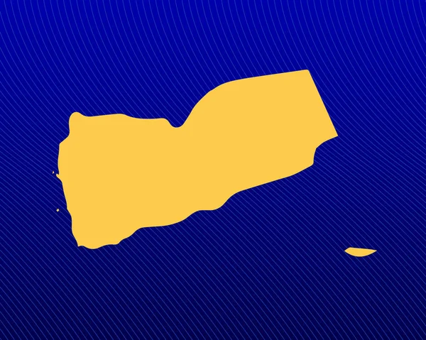 Синий Градиентный Фон Желтая Карта Изогнутые Линии Дизайна Страны Йемен — стоковый вектор