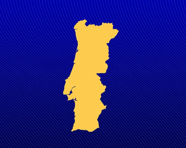 Синий Градиентный Фон Желтая Карта Изогнутые Линии Дизайна Страны Португалия — стоковый вектор