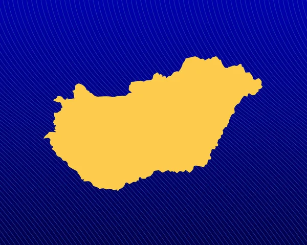 Fundo Gradiente Azul Mapa Amarelo Desenho Linhas Curvas País Hungria — Vetor de Stock