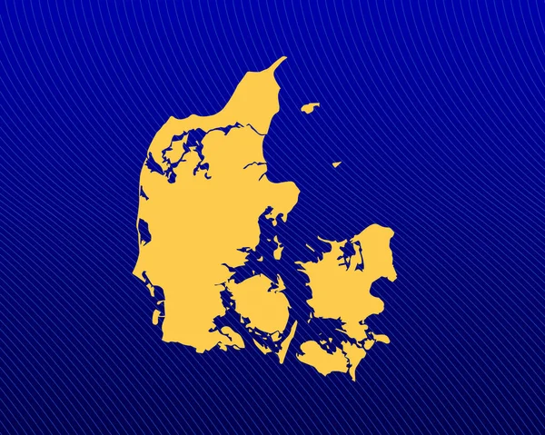 丹麦国家的蓝色梯度背景 黄色地图和曲线设计 矢量图解 — 图库矢量图片