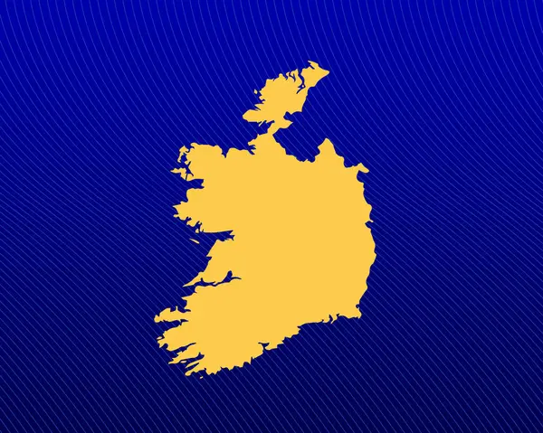 爱尔兰国家的蓝色梯度背景 黄色地图和曲线设计 矢量图解 — 图库矢量图片