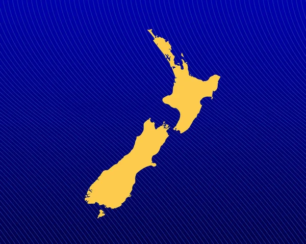 ニュージーランドの青いグラデーションの背景 黄色の地図と曲線のデザイン ベクトル図 — ストックベクタ