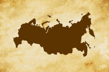Rusya 'nın kahverengi haritası eski kağıt grunge doku arka planı - vektör illüstrasyonu