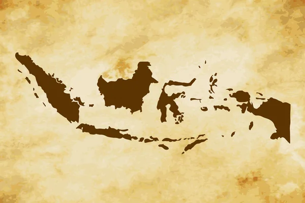 Peta Cokelat Negara Indonesia Diisolasi Pada Latar Belakang Tekstur Grunge - Stok Vektor
