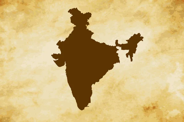 インド国の茶色の地図古い紙のグランジのテクスチャの背景に孤立 ベクトル図 — ストックベクタ