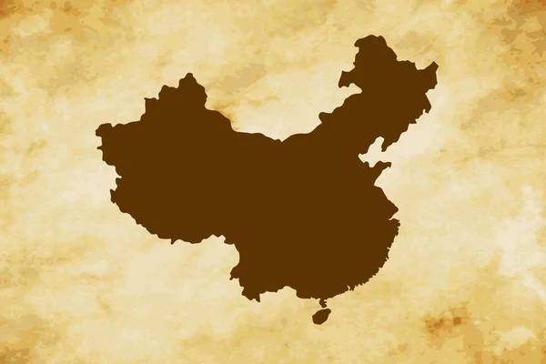 Καφέ Χάρτη Της Χώρας Κίνα Απομονώνονται Παλιό Χαρτί Grunge Υφή — Διανυσματικό Αρχείο