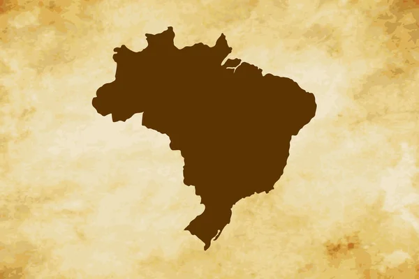 Brezilya Nın Kahverengi Haritası Eski Kağıt Grunge Doku Arka Planı — Stok Vektör