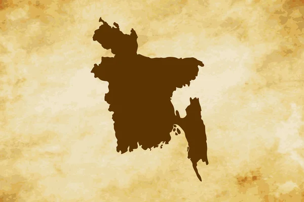 Carte Brune Pays Bangladesh Isolée Sur Fond Texture Grunge Vieux — Image vectorielle