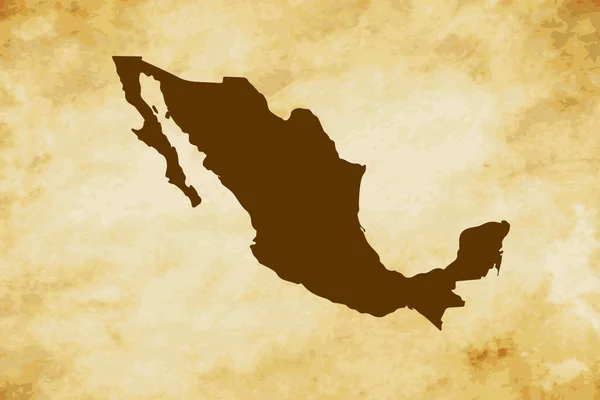 旧纸浆纹理背景中分离出的墨西哥乡村的褐色地图 矢量图解 — 图库矢量图片