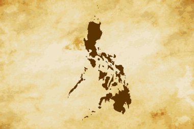 Filipinler 'in kahverengi haritası eski kağıt grunge doku arka planı - vektör illüstrasyonu