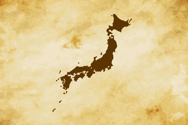 Mapa Marrón Del País Japón Aislado Sobre Fondo Textura Grunge — Vector de stock