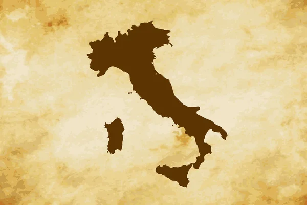Hnědá Mapa Země Itálie Izolované Staré Papírové Grunge Textury Pozadí — Stockový vektor