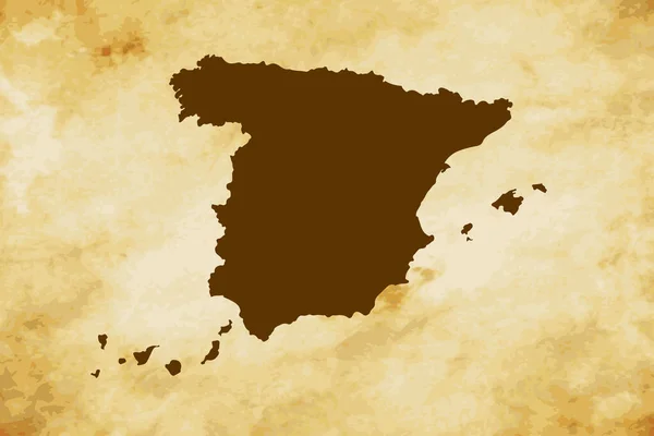 Mapa Marrom País Espanha Isolado Papel Velho Fundo Textura Grunge — Vetor de Stock