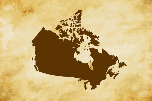 Mapa Marrom País Canadá Isolado Papel Velho Fundo Textura Grunge — Vetor de Stock