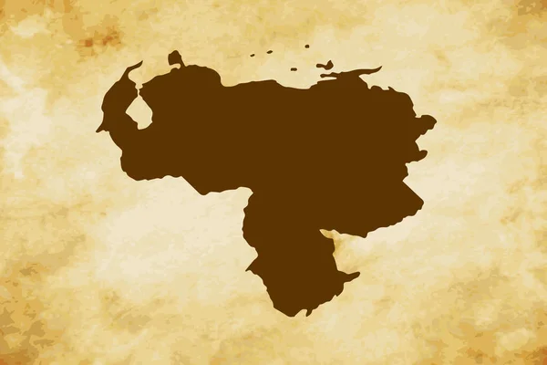 Brązowa Mapa Kraju Wenezuela Odizolowana Starym Papierze Grunge Tekstury Tła — Wektor stockowy