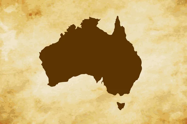 Mapa Marrón País Australia Aislado Sobre Fondo Textura Grunge Papel — Archivo Imágenes Vectoriales