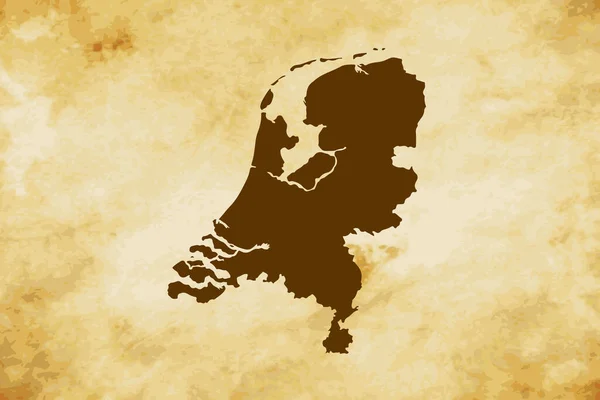 Mapa Marrom País Holanda Isolado Papel Velho Fundo Textura Grunge — Vetor de Stock