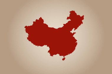 Tasarımınız için Çin 'in düz arka planında izole edilmiş kırmızı renkli harita tasarımı - vektör çizimi