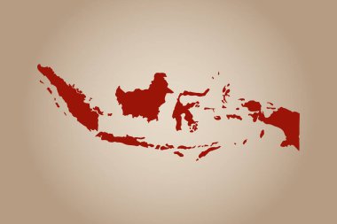 Tasarımınız için Endonezya 'nın sade arka planında izole edilmiş kırmızı renkli harita tasarımı - vektör illüstrasyonu