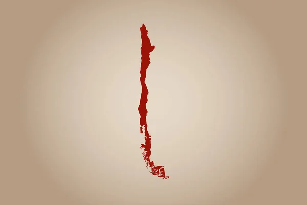 Disegno Mappa Colorata Rossa Isolato Sfondo Piano Del Paese Cile — Vettoriale Stock