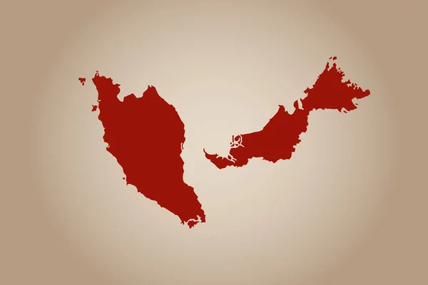 あなたのデザインのためのマレーシアの国の明白な背景に単離された赤い着色された地図 ベクターのイラスト — ストックベクタ