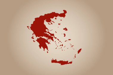 Kırmızı renkli harita tasarımı Yunanistan 'ın sade arka planında sizin tasarımınız için izole edildi - vektör illüstrasyonu