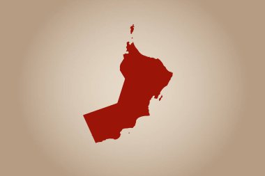 Kırmızı renkli harita tasarımı ülkenin düz arka planında izole edildi Umman sizin tasarımınız için - vektör illüstrasyonu